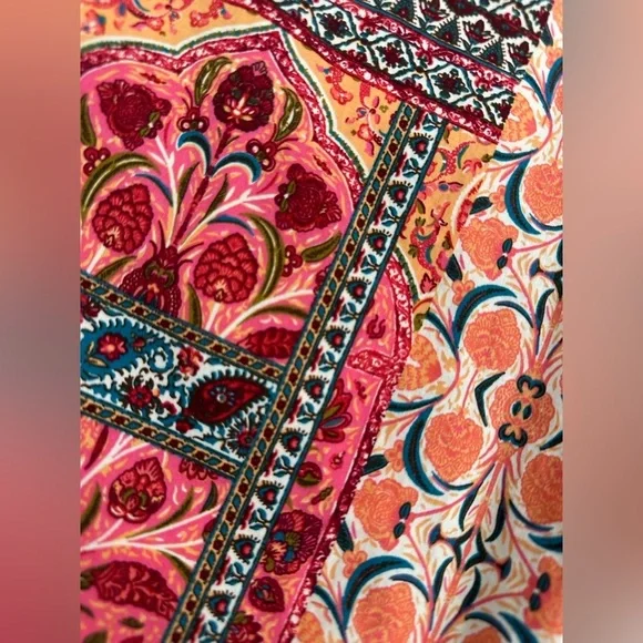 Old Navy Women's Waist-Defined Cami Midi Beach Sun Dress Pink Paisley Medium - Picture 8 of 12